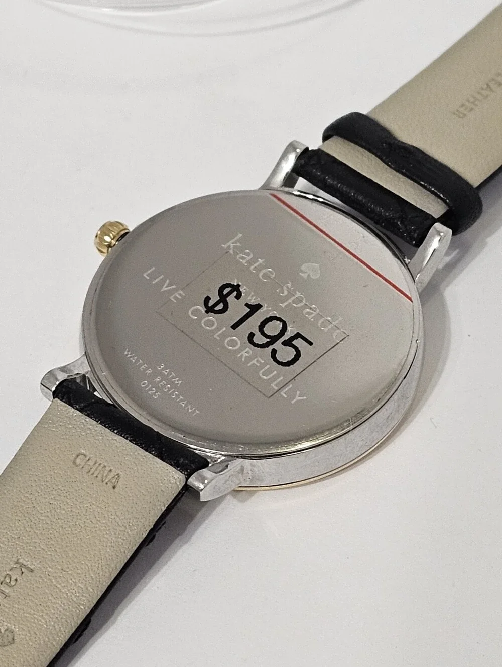 Kate Spade Metro Watch Two Tone Gold Black Quilted Leather Strap - Never Worn